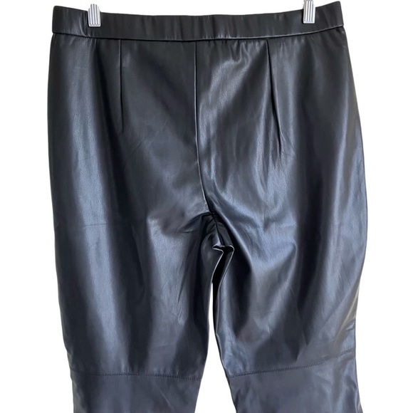 Cato Black Faux Leather Pull On‎ Tapered Ankle Pants Stretchy Fall Sz L NWT - Picture 4 of 14